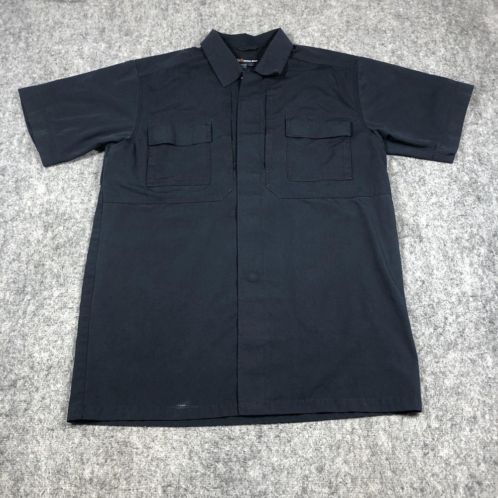 5.11 Tactical Series Shirt Mens M Blue Solid Short Sleeve Button Up Workwear
